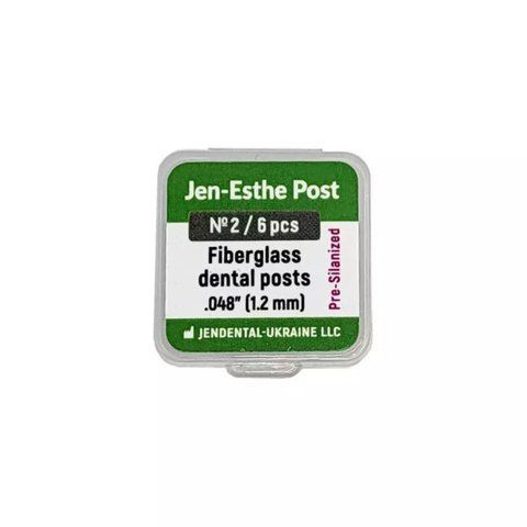 Штифти скловолоконні,Jen-Esthe Post Pre-Silanized  6шт/пак розм.2; діам.1.2 мм; колір: зелений (Джендентал-Україна) 2796 фото